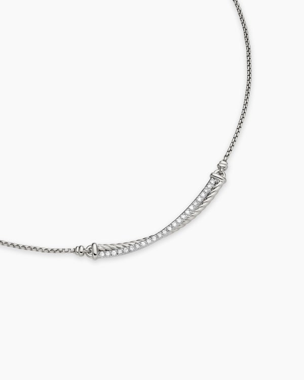 Collier barre Crossover en argent massif avec diamants