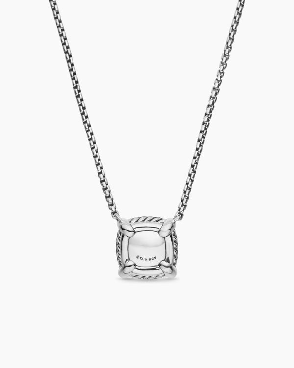 Petite Chatelaine® Pavé Bezel Pendant Necklace in Sterling Silver with Rhodolite Garnet and Diamonds, 7mm