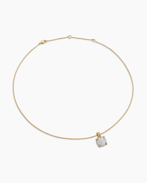 Womens Chatelaine® Pendant Necklace in 18K Yellow Gold with Pavé Diamonds, 11mm