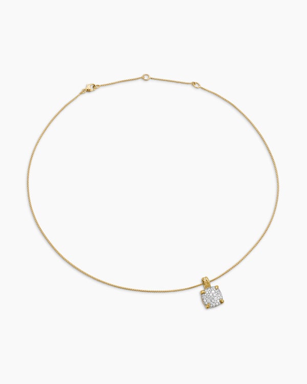 Chatelaine® Pendant Necklace in 18K Yellow Gold with Pavé Diamonds, 11mm