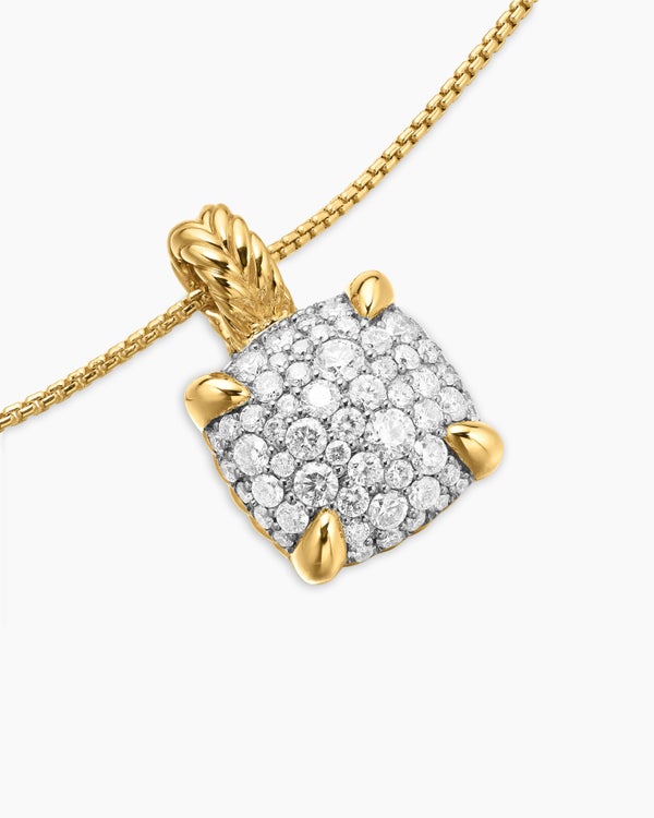 Chatelaine® Pendant Necklace in 18K Yellow Gold with Pavé Diamonds, 11mm