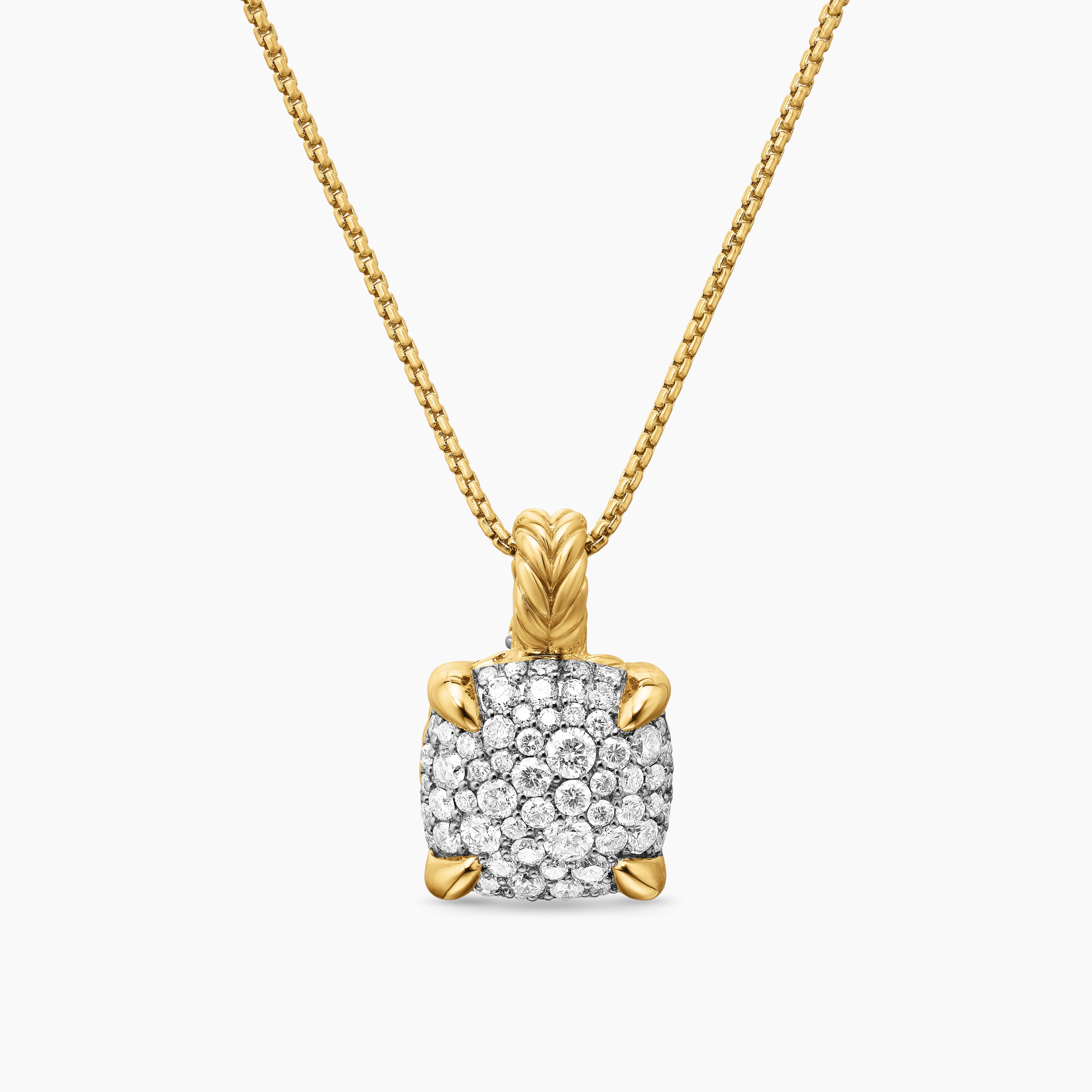 Womens Chatelaine&reg; Pendant Necklace in 18K Yellow Gold with Pav&eacute; Diamonds, 11mm