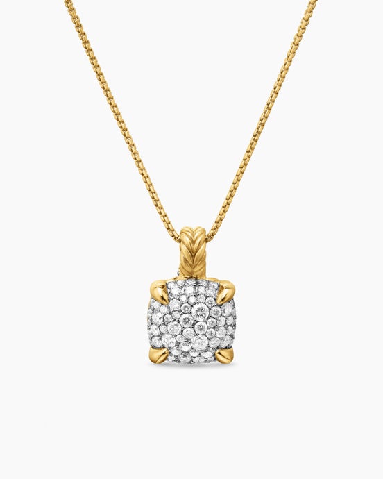 Chatelaine® Pendant Necklace in 18K Yellow Gold with Pavé Diamonds, 11mm