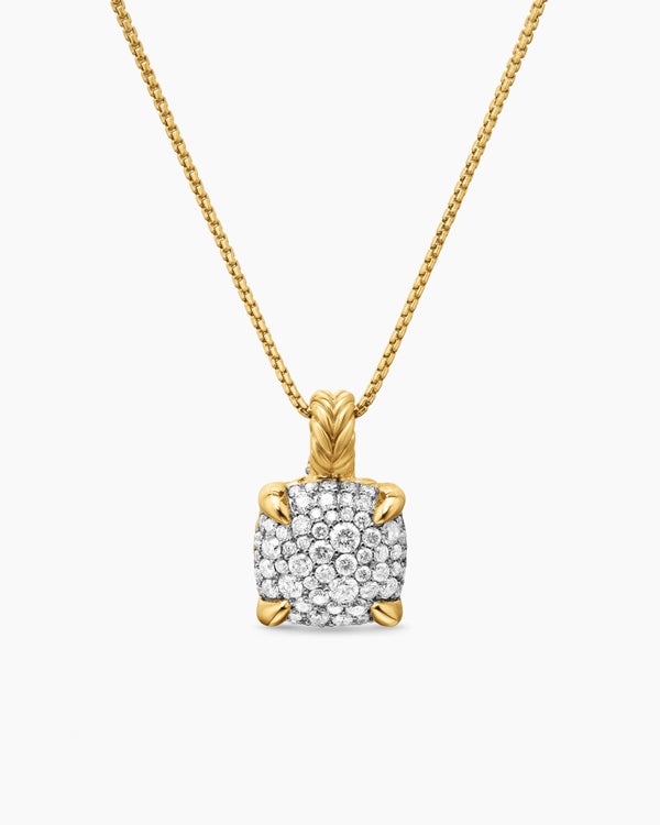 Chatelaine® Pendant Necklace in 18K Yellow Gold with Pavé Diamonds, 11mm
