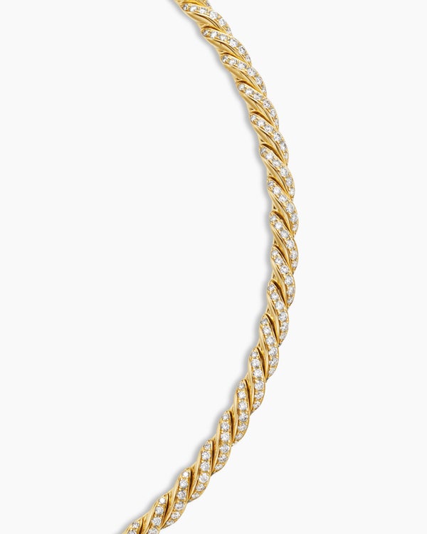Sculpted Cable Flex Necklace in 18K Yellow Gold with Diamonds, 5mm