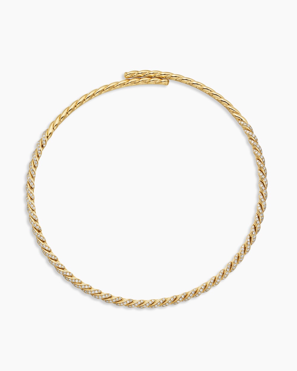 Womens Sculpted Cable Flex Necklace in 18K Yellow Gold with Diamonds, 5mm