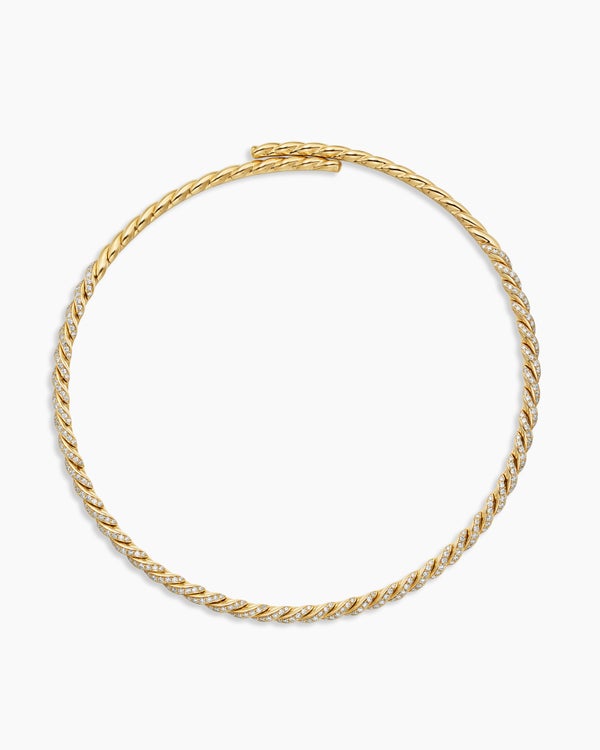 Sculpted Cable Flex Necklace in 18K Yellow Gold with Diamonds, 5mm