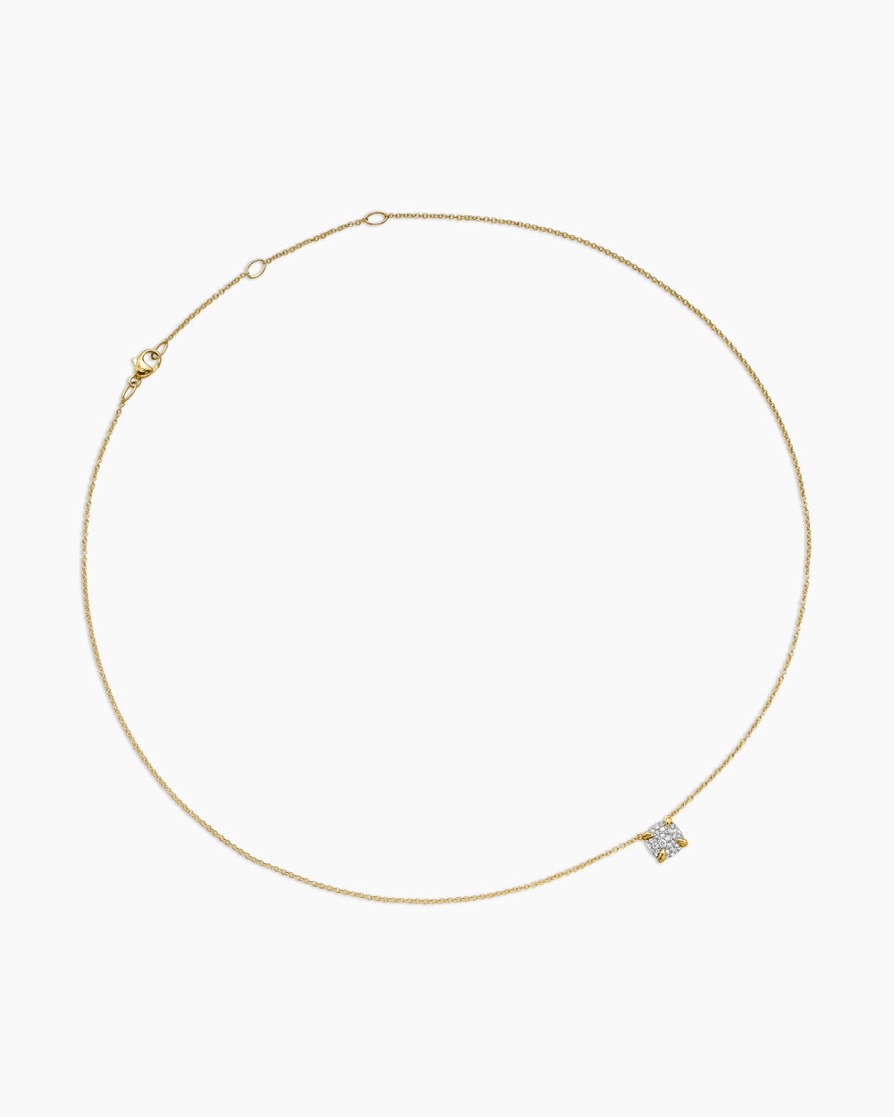 Womens Petite Chatelaine® Pendant Necklace in 18K Yellow Gold with Pavé Diamonds, 7mm