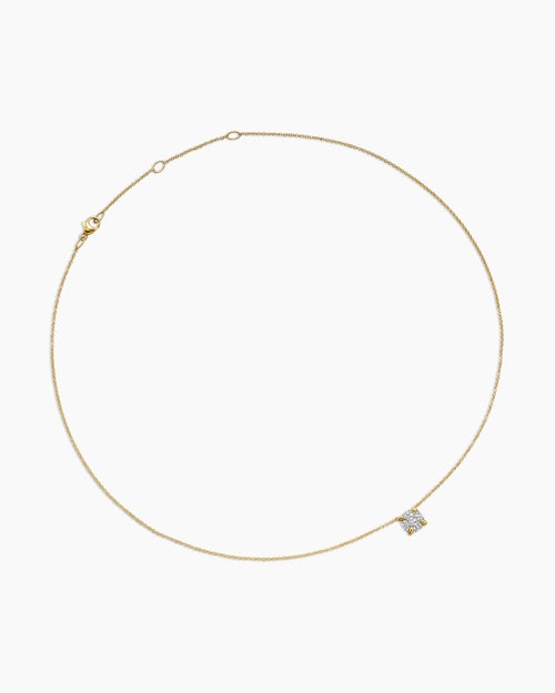 Womens Petite Chatelaine® Pendant Necklace in 18K Yellow Gold with Pavé Diamonds, 7mm