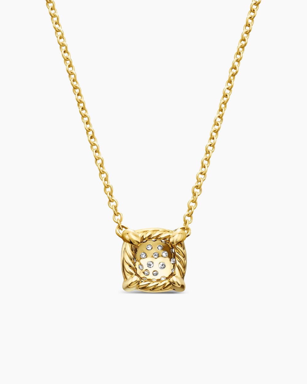 Womens Petite Chatelaine® Pendant Necklace in 18K Yellow Gold with Pavé Diamonds, 7mm