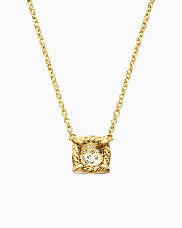 Petite Chatelaine® Pendant Necklace in 18K Yellow Gold with Pavé Diamonds, 7mm