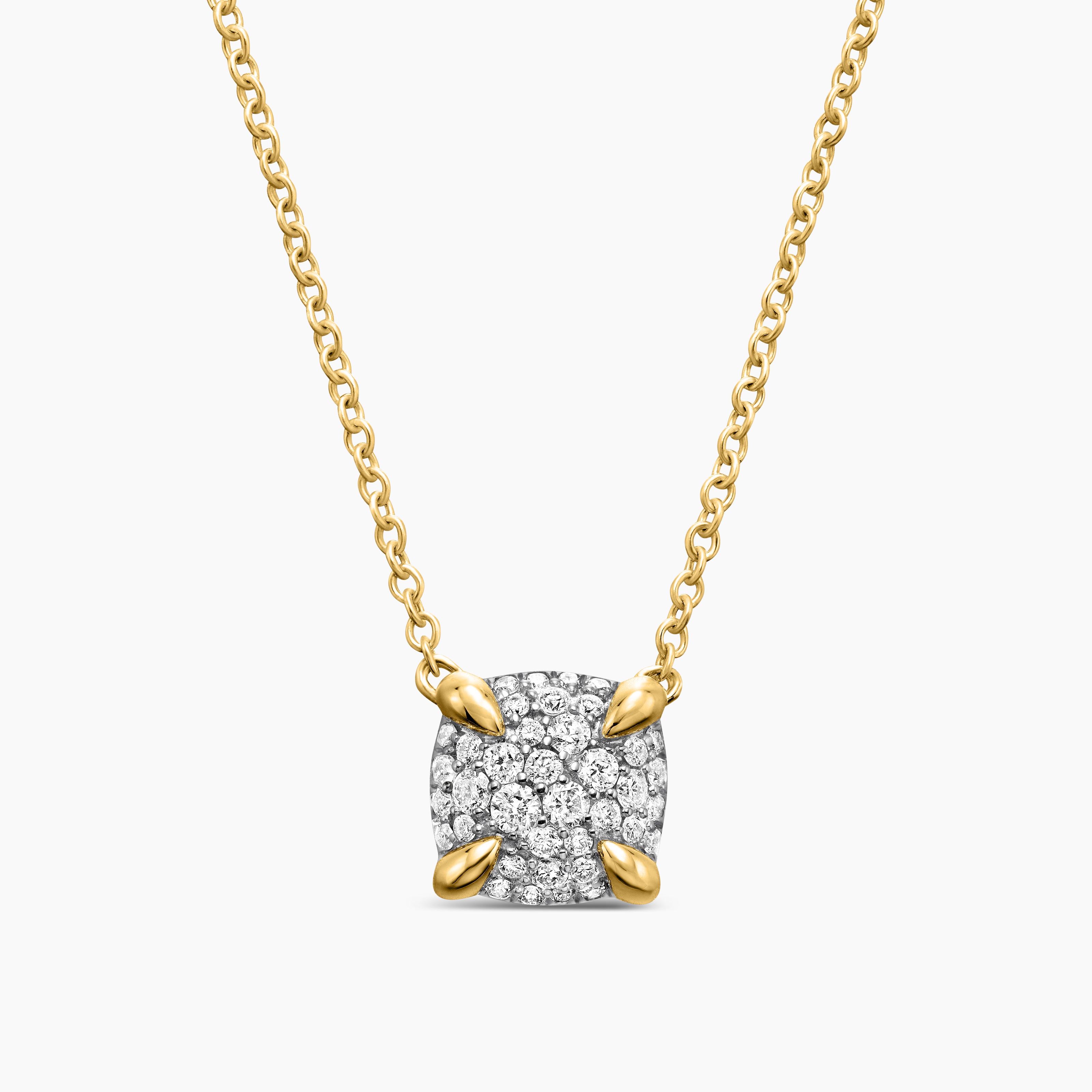 Womens Petite Chatelaine&reg; Pendant Necklace in 18K Yellow Gold with Pav&eacute; Diamonds, 7mm