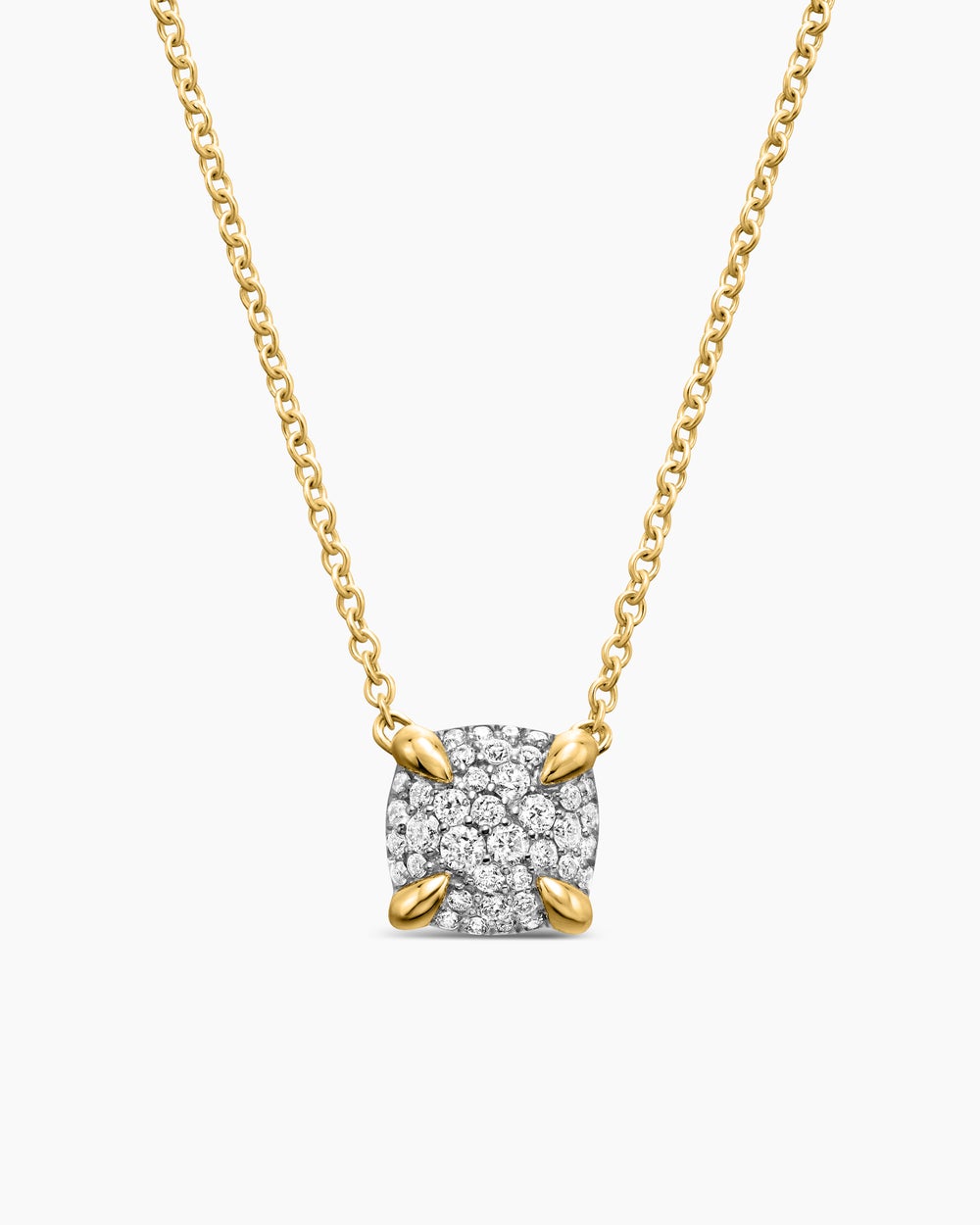 Womens Petite Chatelaine® Pendant Necklace in 18K Yellow Gold with Pavé Diamonds, 7mm