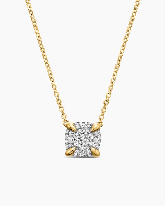 Petite Chatelaine® Pendant Necklace in 18K Yellow Gold with Pavé Diamonds, 7mm