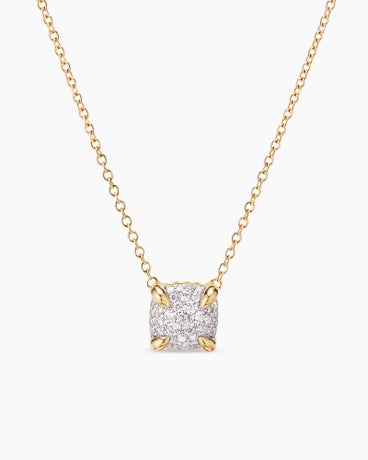Petite Chatelaine® Pendant Necklace in 18K Yellow Gold with Pavé Diamonds, 7mm