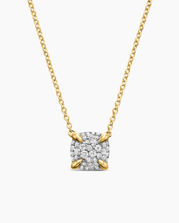 Petite Chatelaine® Pendant Necklace in 18K Yellow Gold with Pavé Diamonds, 7mm