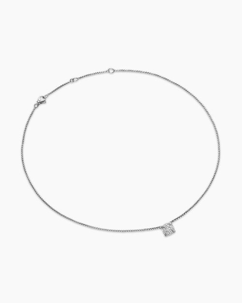 Womens Petite Chatelaine® Pendant Necklace in Sterling Silver with Pavé Diamonds, 7mm