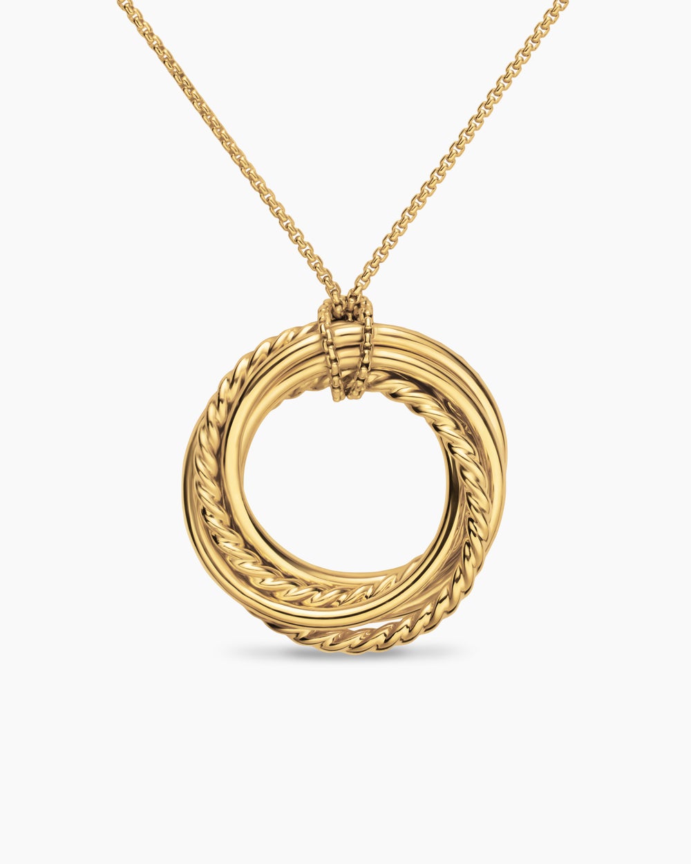 Womens Crossover Pendant Necklace in 18ct Yellow Gold with Diamonds, 21mm