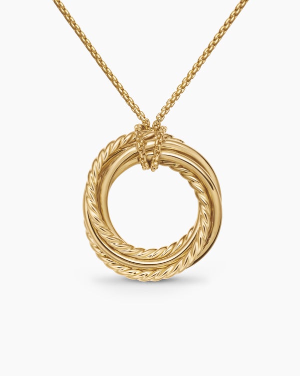 Crossover Pendant Necklace in 18K Yellow Gold with Diamonds, 21mm