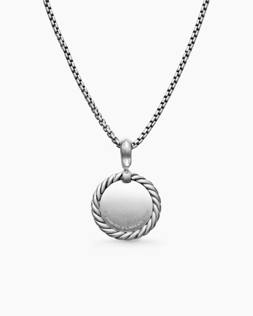Womens Initial Charm Necklace in Sterling Silver with Diamond C