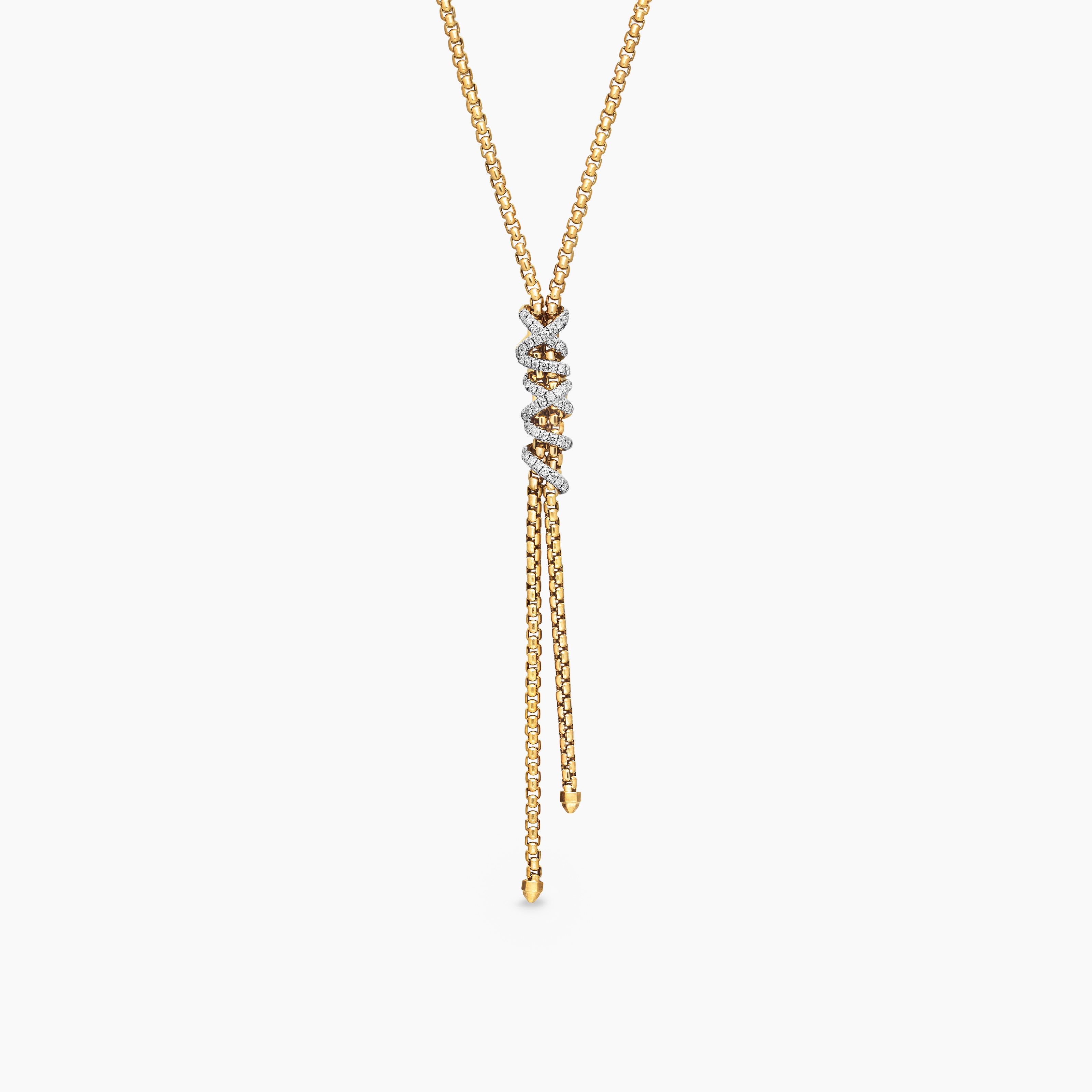Womens Helena Y Necklace in 18K Yellow Gold with Diamonds