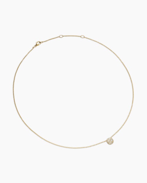 Womens Cushion Pendant Necklace in 18K Yellow Gold with Diamonds, 8mm