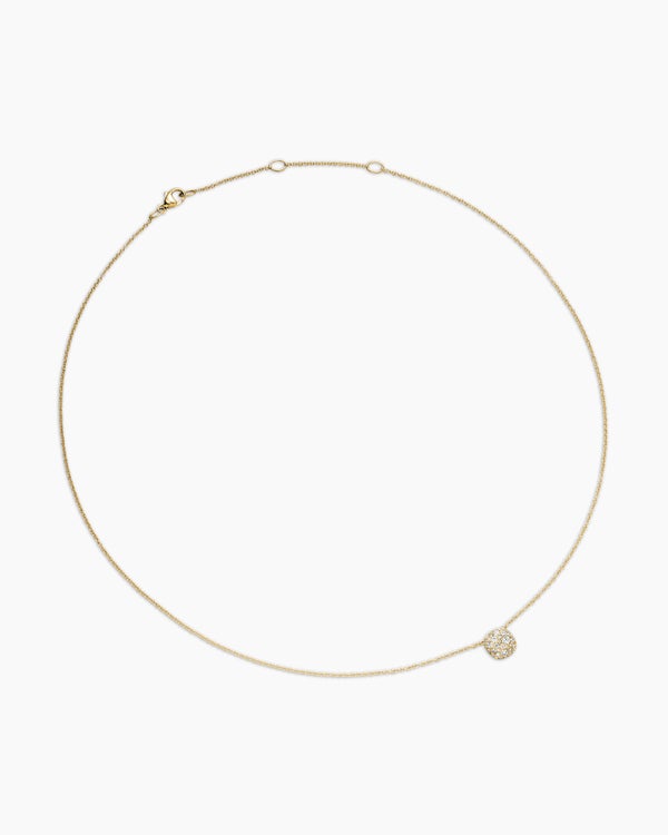 Cushion Pendant Necklace in 18K Yellow Gold with Diamonds, 8mm