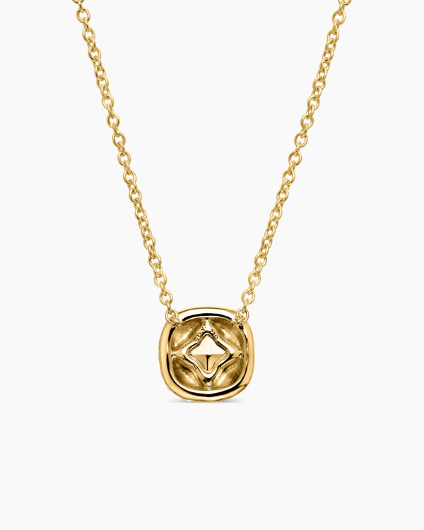 Cushion Pendant Necklace in 18K Yellow Gold with Diamonds, 8mm