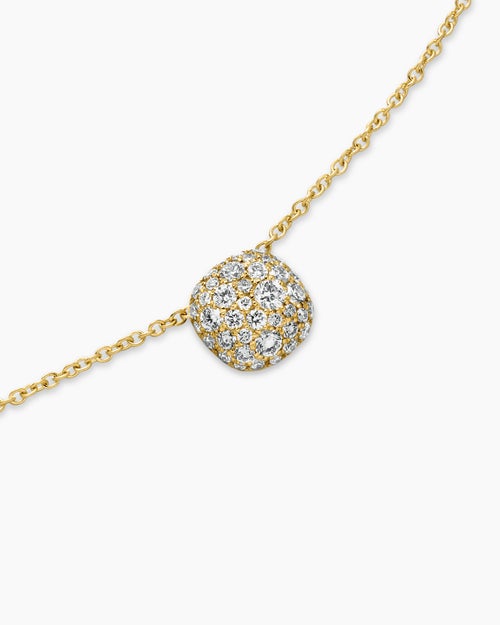 Womens Cushion Pendant Necklace in 18ct Yellow Gold with Diamonds, 8mm