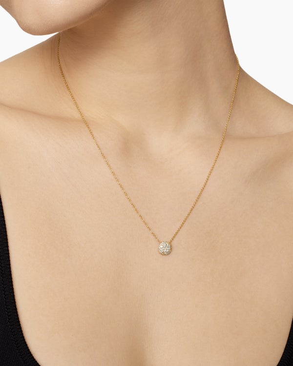 Cushion Pendant Necklace in 18K Yellow Gold with Diamonds, 8mm