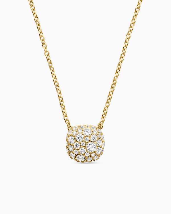 david van hagen Cushion Pendant Necklace 18K Yellow Gold with Diamonds 8mm