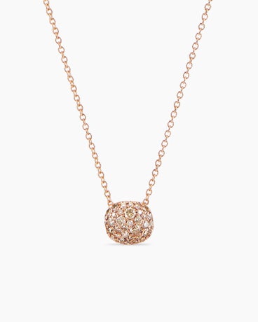 Cushion Pendant Necklace in 18K Rose Gold with Cognac Diamonds, 8mm