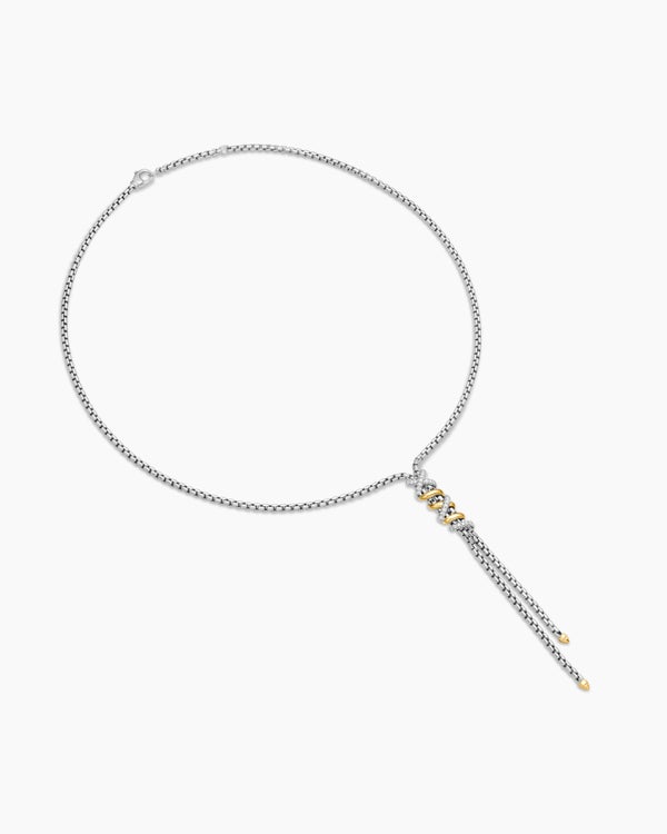 Helena Y Necklace in Sterling Silver with 18K Yellow Gold with Diamonds