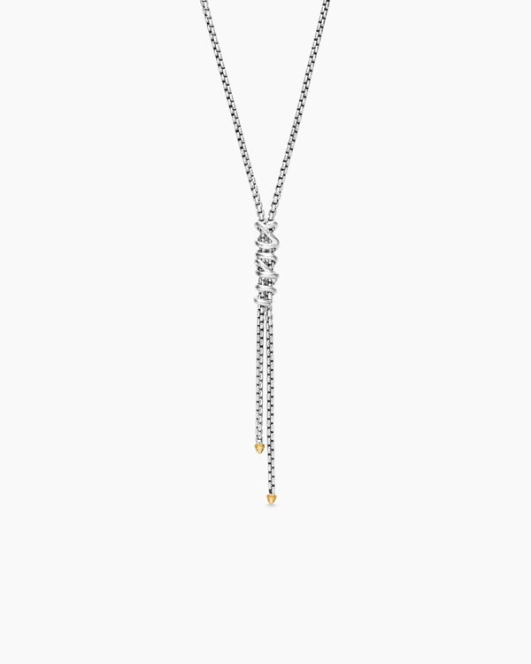 Helena Y Necklace in Sterling Silver with 18K Yellow Gold with Diamonds