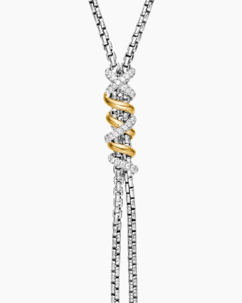 Womens Helena Y Necklace in Sterling Silver with 18K Yellow Gold with Diamonds