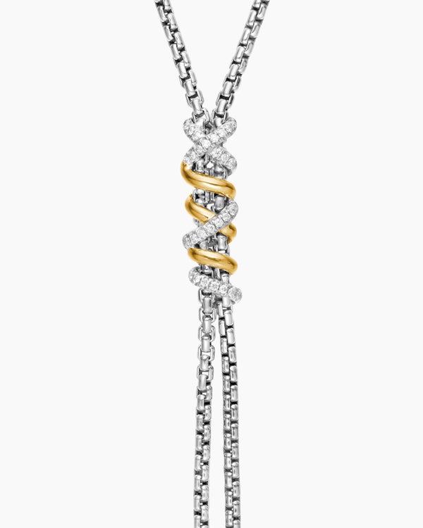 Collier en Y Helena en argent sterling avec or jaune 18 carats et diamants