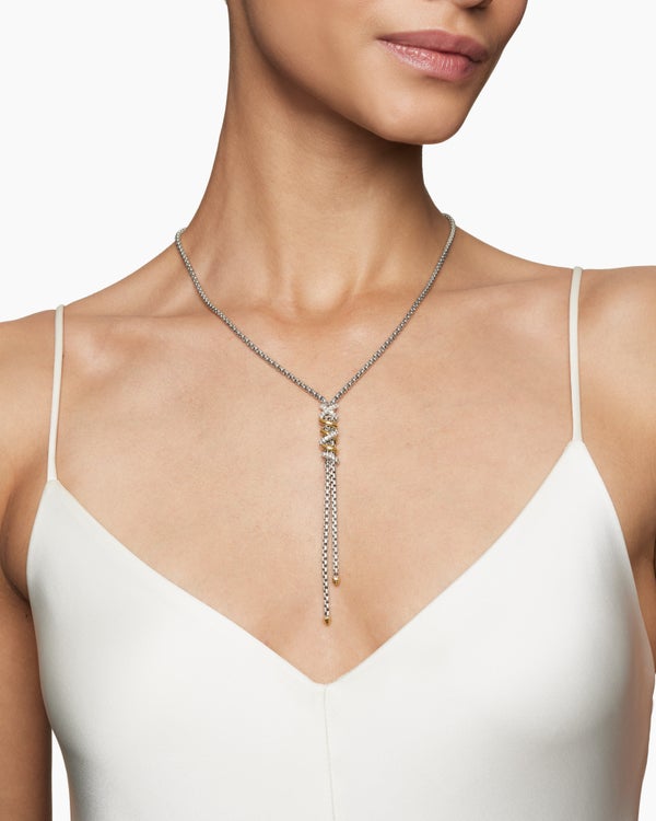 Collier en Y Helena en argent sterling avec or jaune 18 carats et diamants