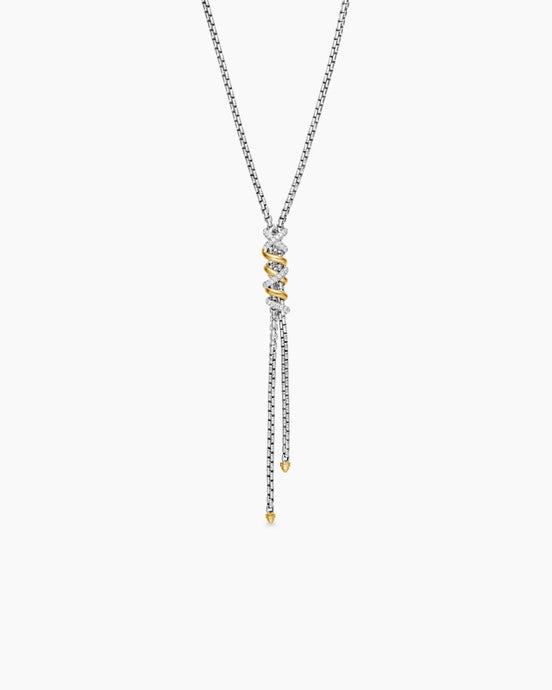 Helena Y Necklace in Sterling Silver with 18K Yellow Gold with Diamonds