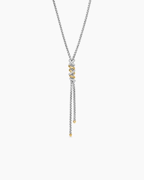 Womens Helena Y Necklace in Sterling Silver with 18K Yellow Gold with Diamonds