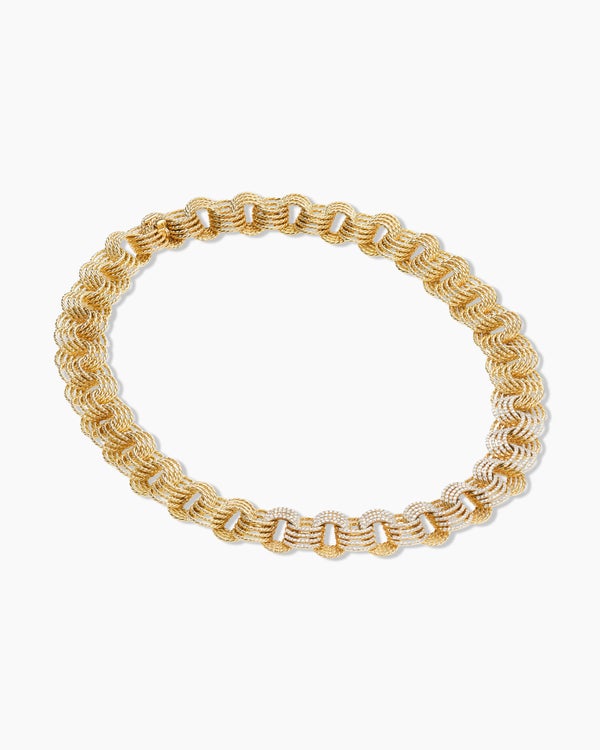 DY Origami Linked Necklace in 18K Yellow Gold with Diamonds, 16mm