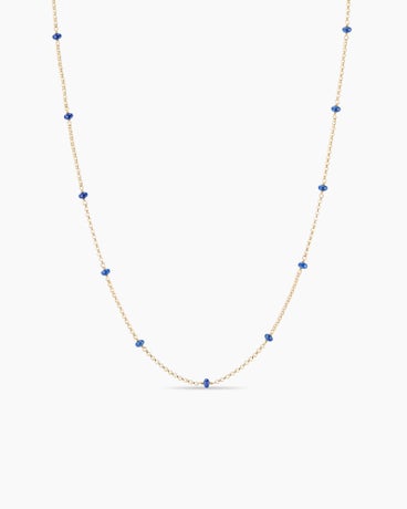Cable Collectibles® Bead and Chain Necklace in 18K Yellow Gold with Blue Sapphires, 3.5mm