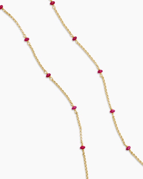 Womens Cable Collectibles Bead and Chain Necklace in 18K Yellow Gold, 3.5mm