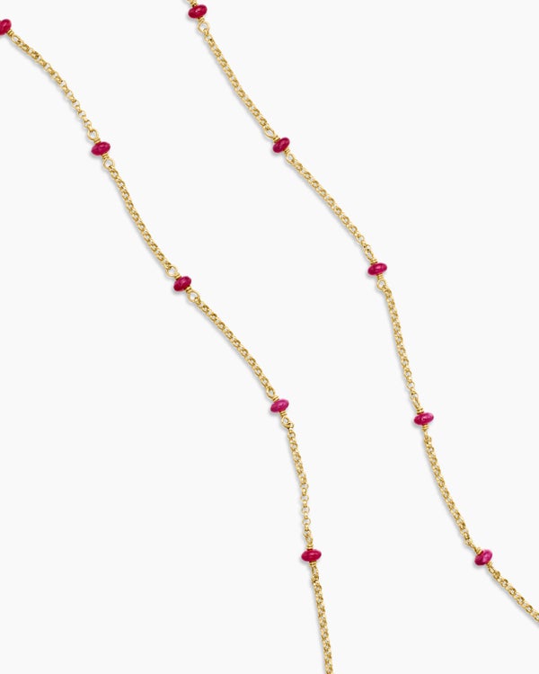Cable Collectibles Bead and Chain Necklace in 18K Yellow Gold, 3.5mm