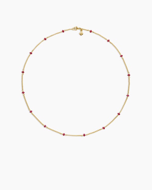 Womens Cable Collectibles Bead and Chain Necklace in 18K Yellow Gold, 3.5mm