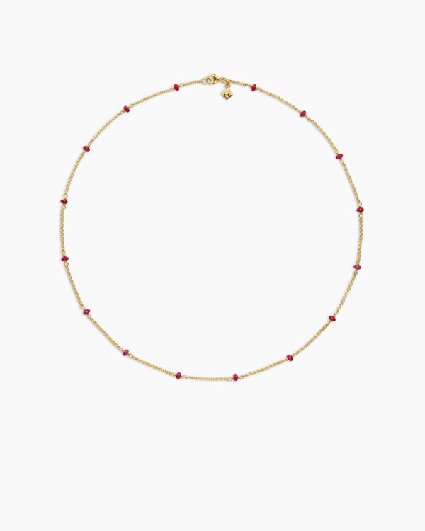 Cable Collectibles Bead and Chain Necklace in 18K Yellow Gold, 3.5mm