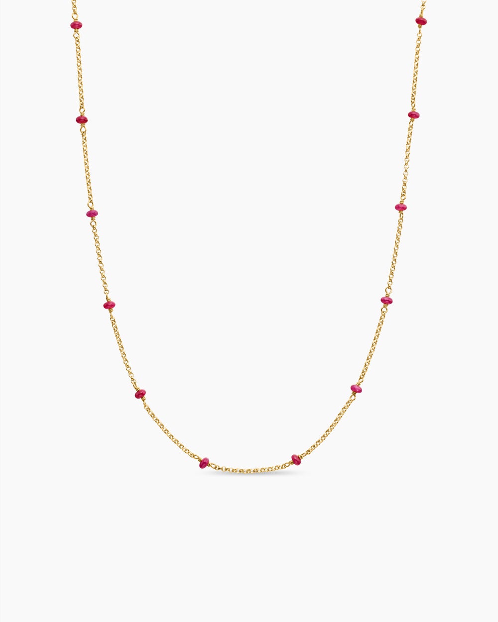 Womens Cable Collectibles Bead and Chain Necklace in 18K Yellow Gold, 3.5mm