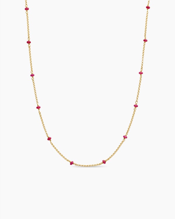 Cable Collectibles Bead and Chain Necklace in 18K Yellow Gold, 3.5mm