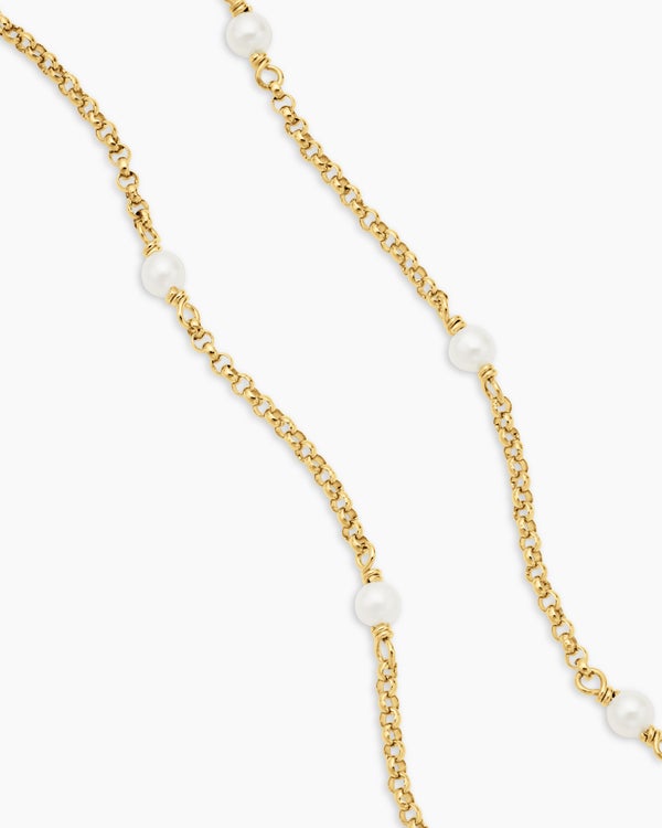 Cable Collectibles Bead and Chain Necklace in 18K Yellow Gold, 3.5mm