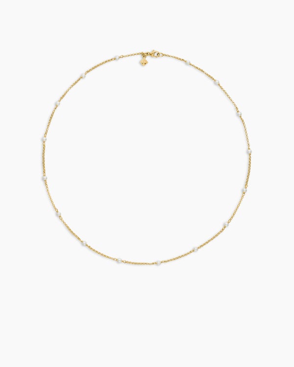 Cable Collectibles Bead and Chain Necklace in 18K Yellow Gold, 3.5mm