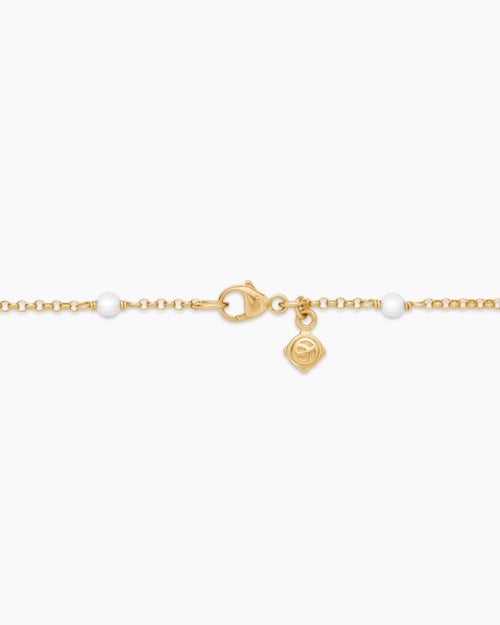 Womens Cable Collectibles Bead and Chain Necklace in 18K Yellow Gold, 3.5mm